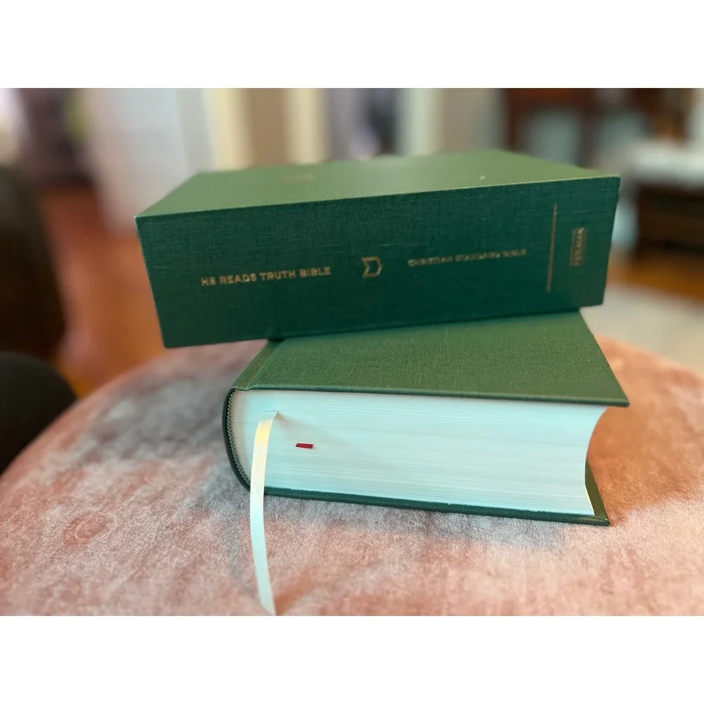 Holman He Reads Truth Bible CSB Men Evergreen Cloth Over Board Excellent
